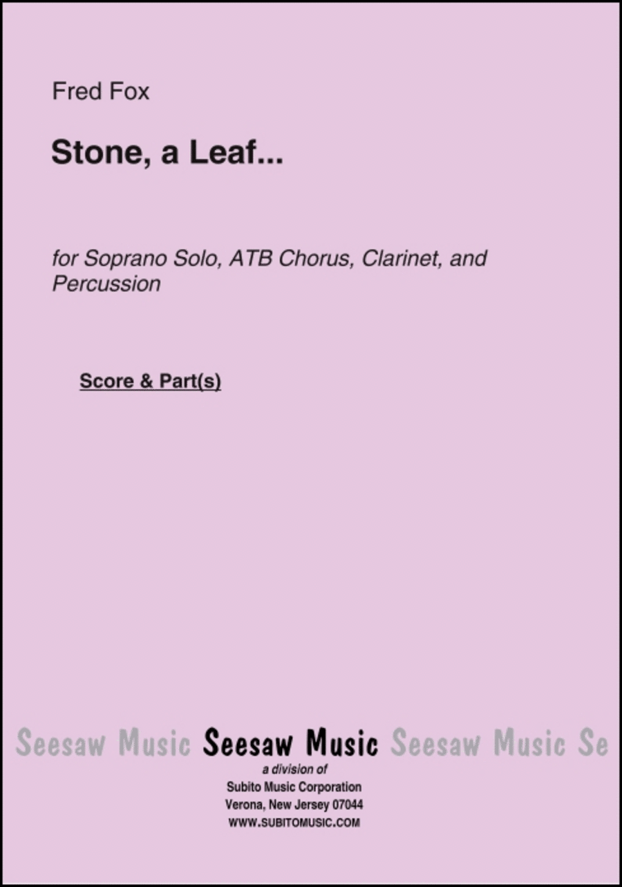 Book cover for Stone, a Leaf...