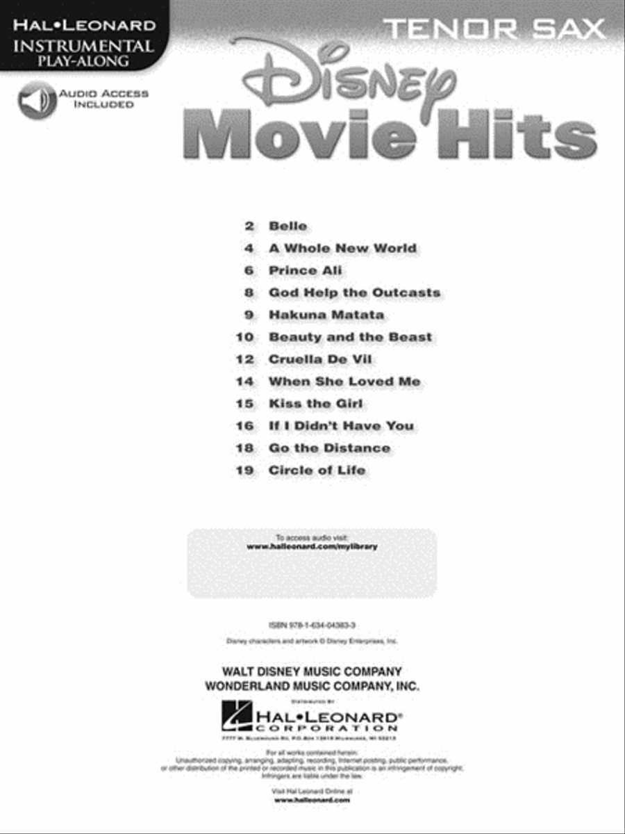 Disney Movie Hits for Tenor Sax Tenor Saxophone scores gallery preview page 3