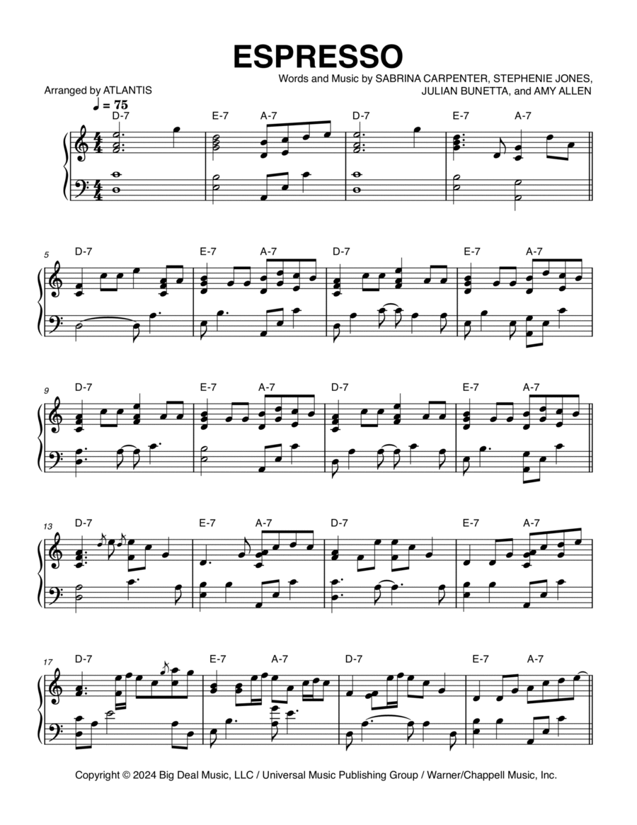 Espresso Espresso Piano Solo scores gallery preview page 1