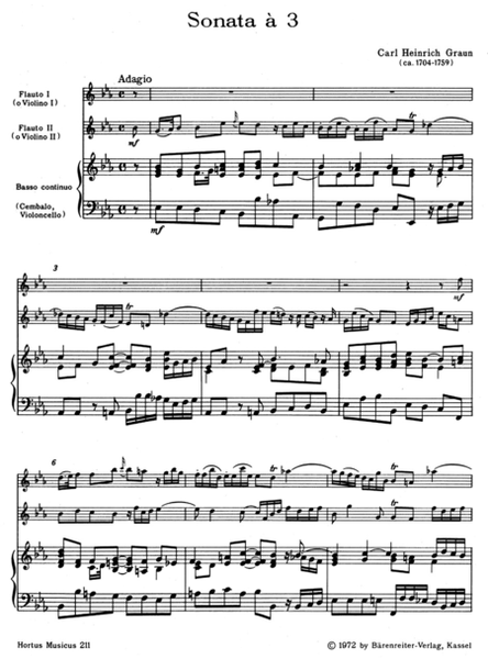 Sonate for 2 Flutes (Violins) and Basso continuo E flat major