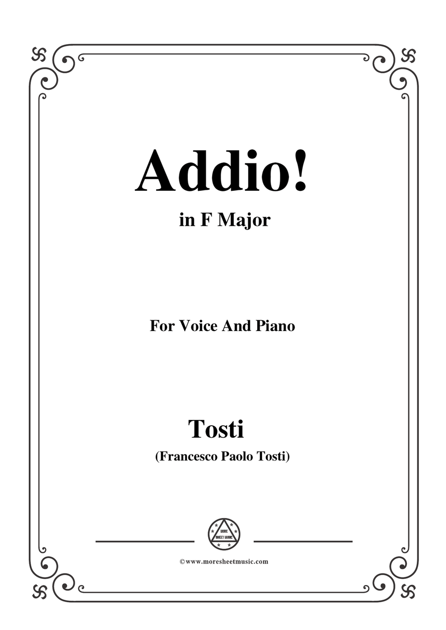 Tosti-Addio! In F Major,for Voice and Piano