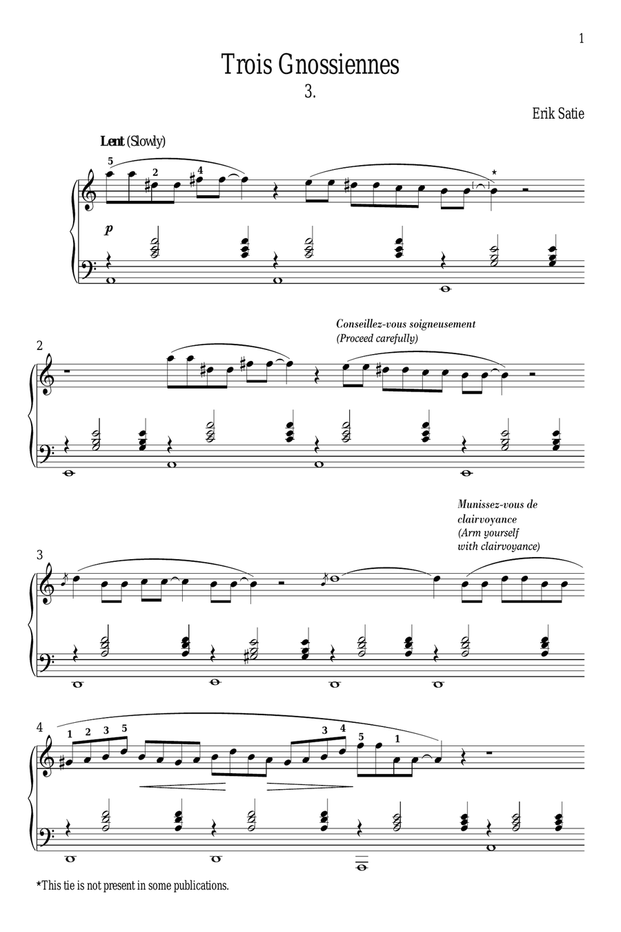 Gnossienne No. 3 Piano Solo scores gallery preview page 1