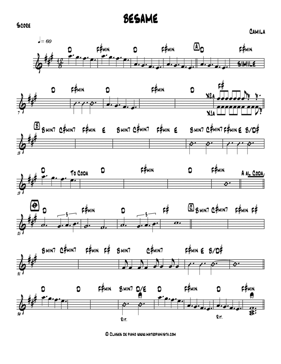 Besame Easy Piano scores gallery preview page 1