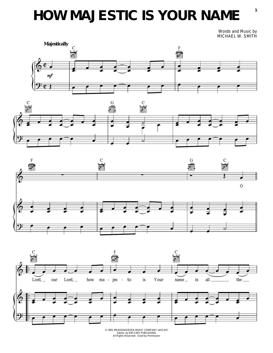 How Majestic Is Your Name Acoustic Guitar scores gallery preview page 1