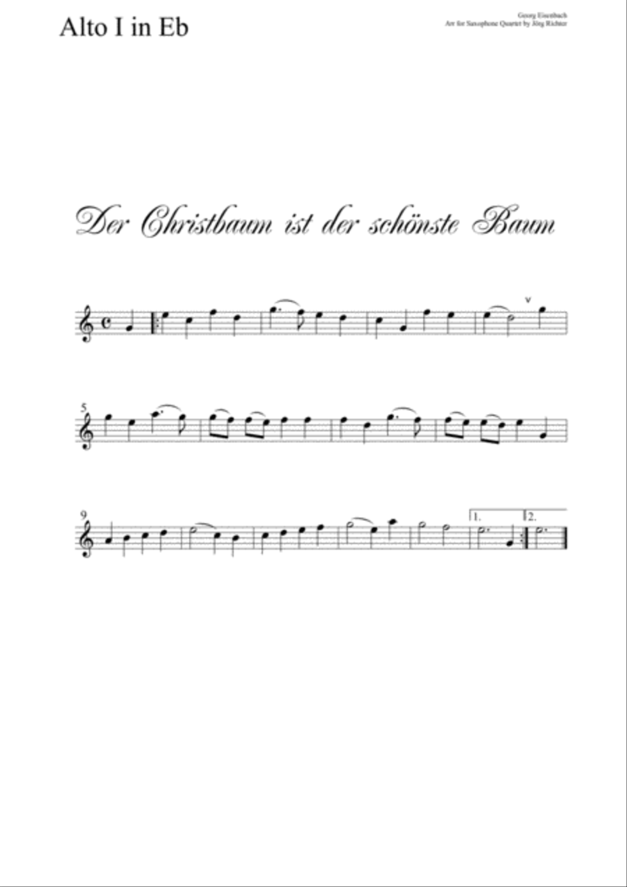 The Christmas tree is the most beautiful tree for Saxophone Quartet Saxophone Quartet scores gallery preview page 3