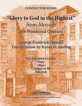 Book cover for Handel – Glory to God in the Highest from Messiah (for Woodwind Quartet)