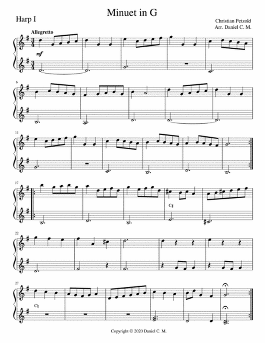 Minuet in G (harp duet) image number null