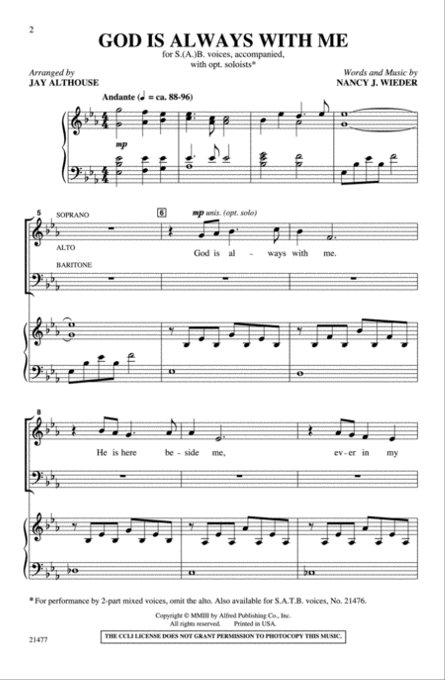 God Is Always with Me 3-Part scores gallery preview page 2