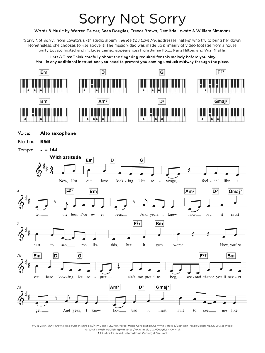 Sorry Not Sorry Piano scores gallery preview page 1