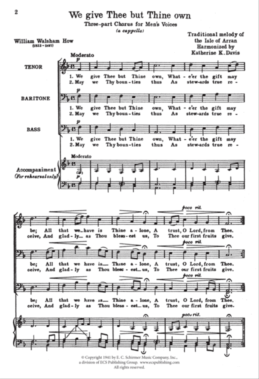 We Give Thee But Thine Own 3-Part scores gallery preview page 2