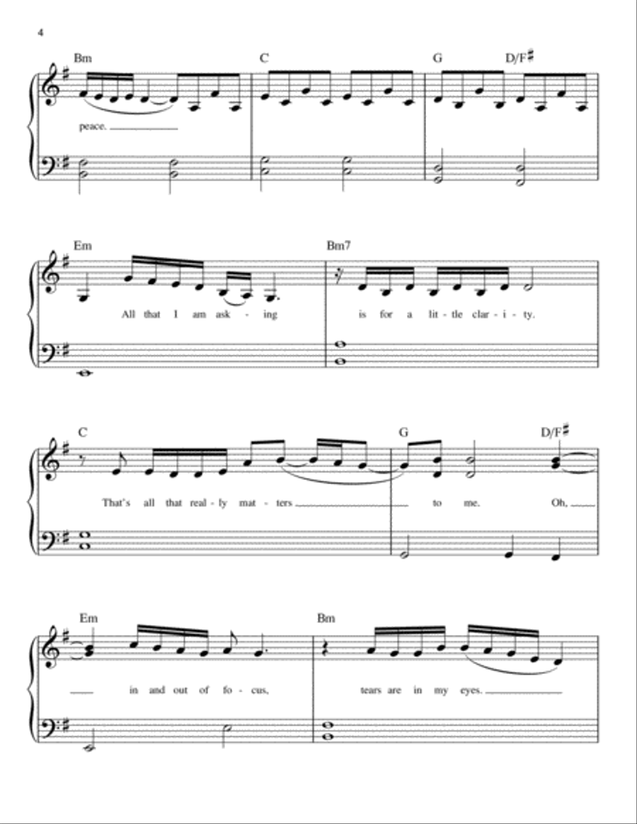 No Peace (feat. YEBBA) Easy Piano scores gallery preview page 4