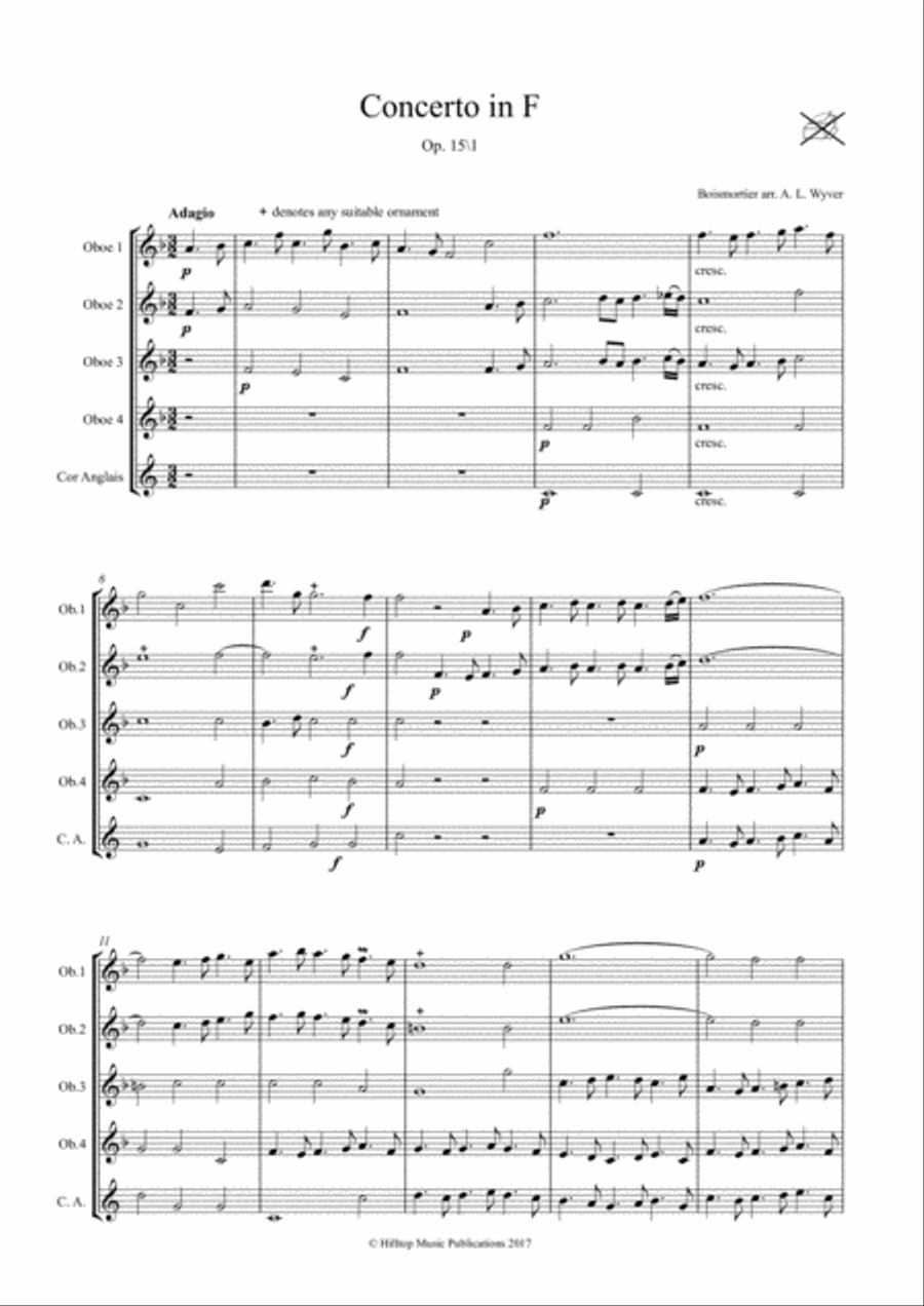 Concerto in F for five oboes Woodwind Quintet scores gallery preview page 2