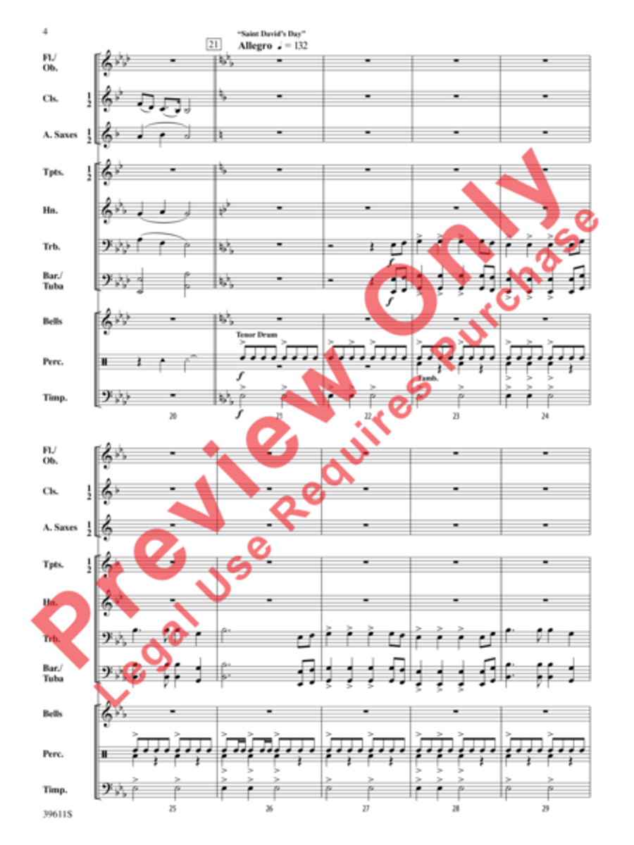 Three Welsh Songs Concert Band scores gallery preview page 5