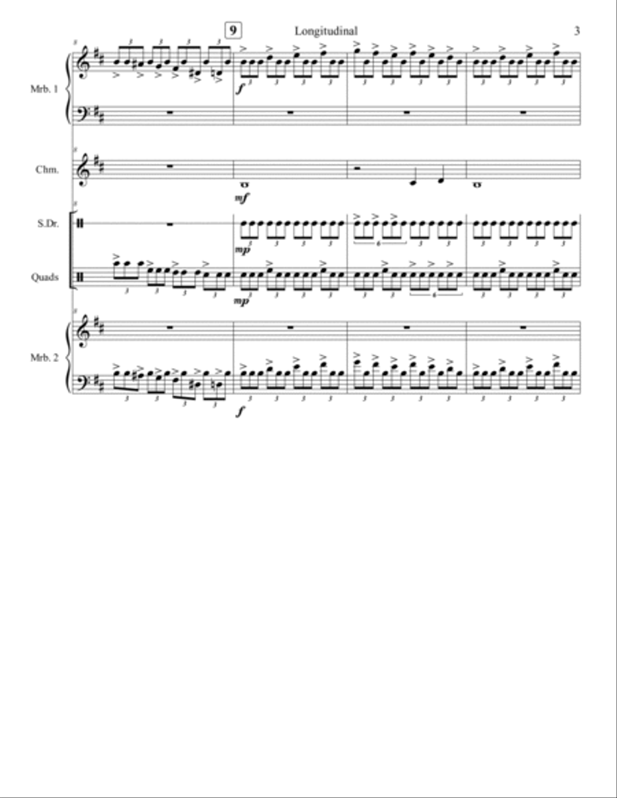 Longatudinal Longatudinal Percussion Ensemble scores gallery preview page 3
