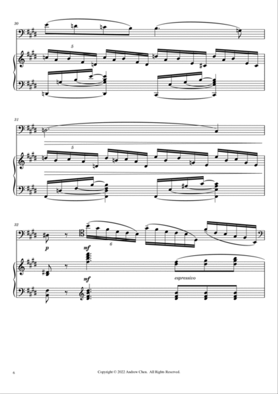 Awakenings - Rhapsody for Cello and Piano Piano scores gallery preview page 6