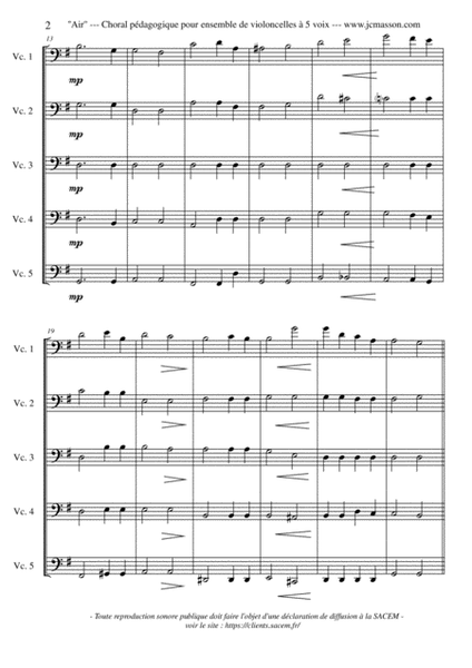 ''Air'' --- choral pédagogique pour ensemble de violoncelles à 5 voix JCM 2008 image number null