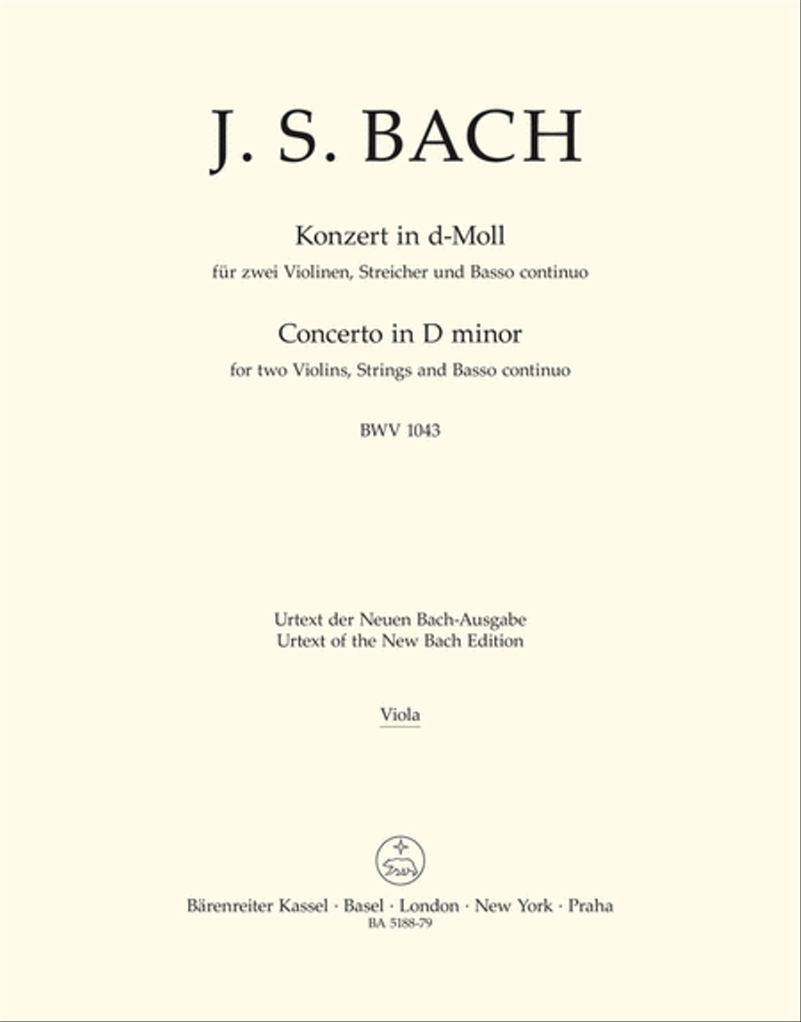 Concerto for two Violins, Strings and Basso continuo in D minor, BWV 1043 by Johann Sebastian Bach Violin - Sheet Music
