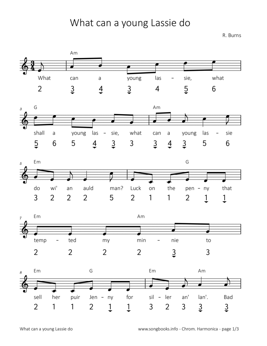 What can a young Lassie do Harmonica scores gallery preview page 1