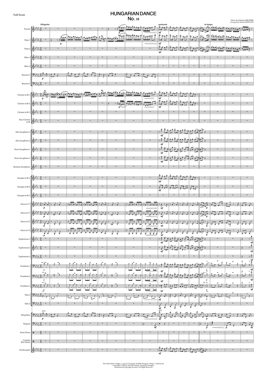 Hungarian Dance No.19 Concert Band scores gallery preview page 2