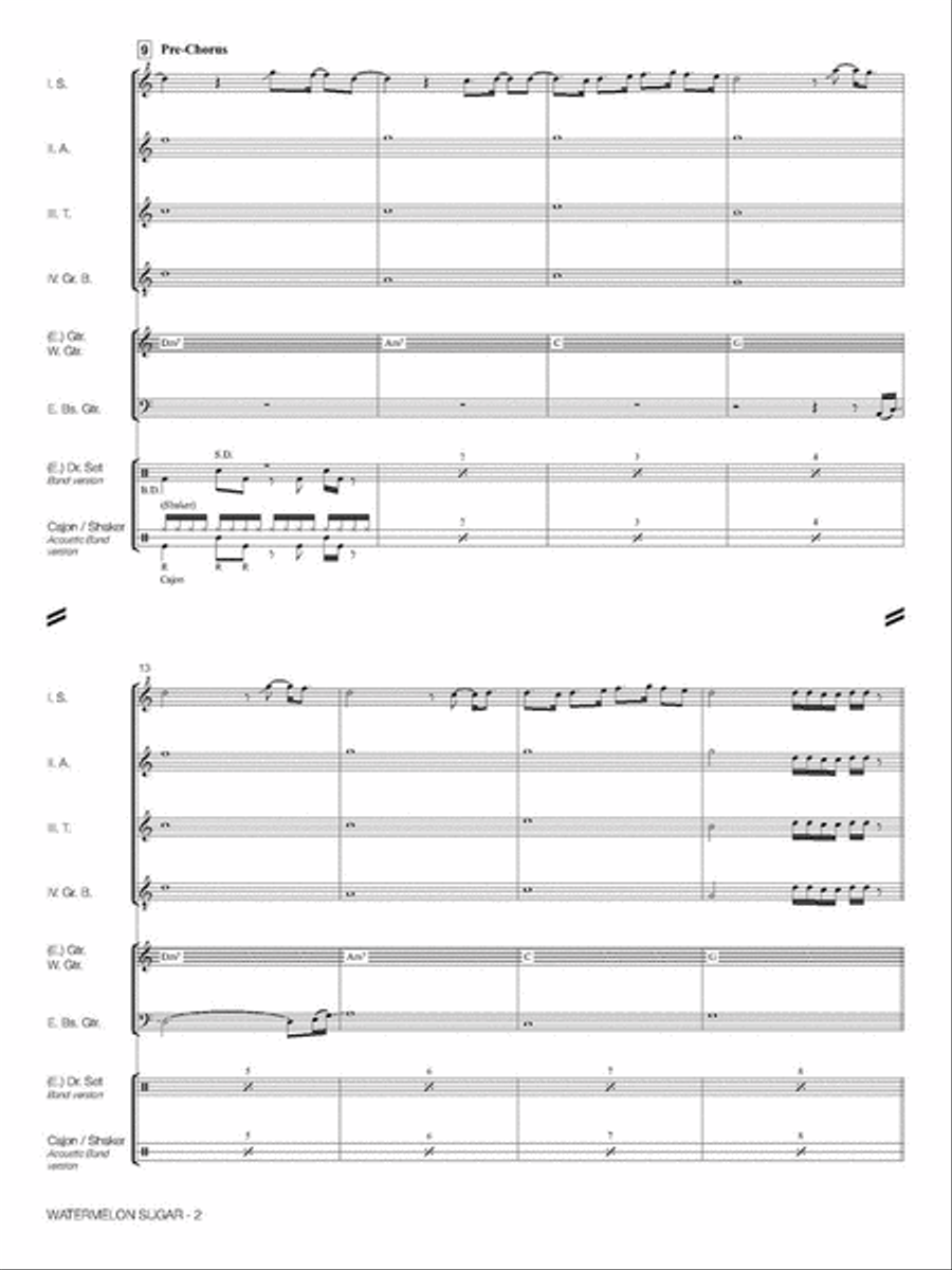 Watermelon Sugar Guitar Ensemble scores gallery preview page 4