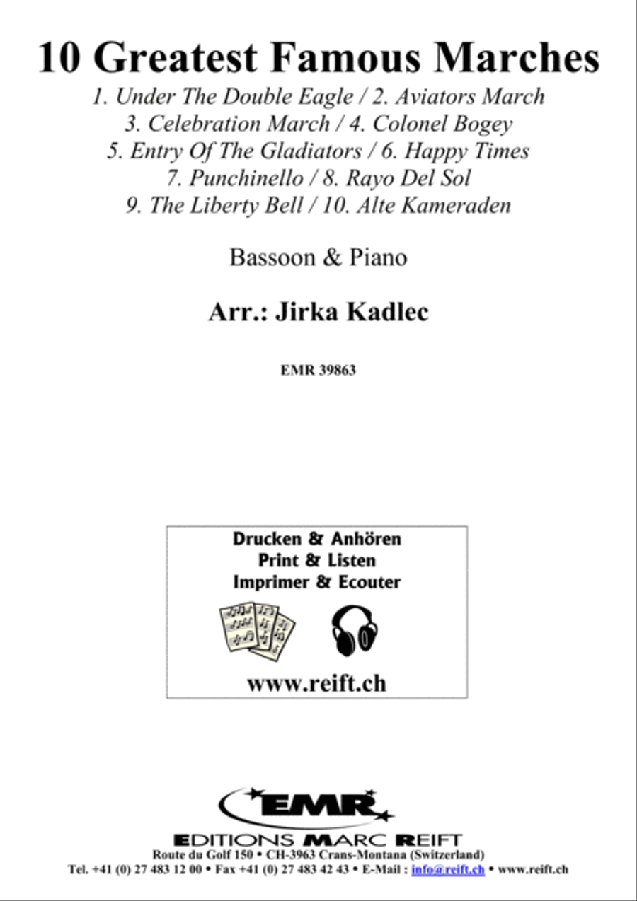 10 Greatest Famous Marches Bassoon Solo scores gallery preview page 1