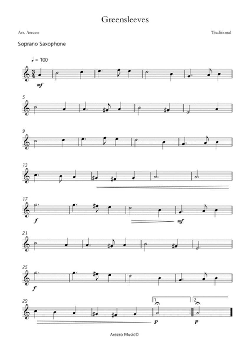 greensleeves sheet music for saxophone quintet image number null