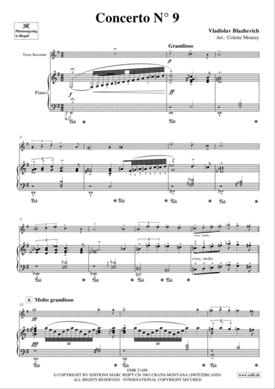 Concerto No. 9 Tenor Recorder scores gallery preview page 3