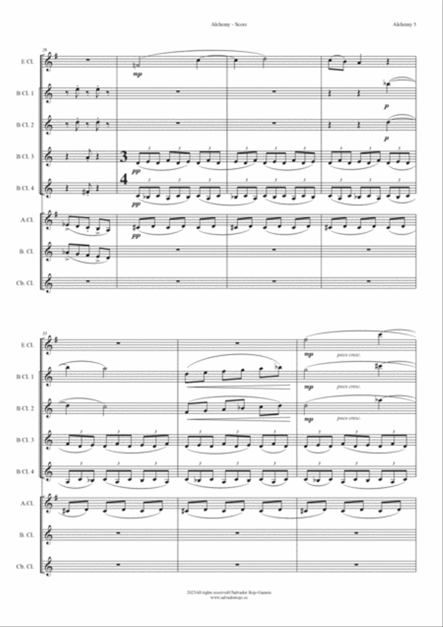 Alchemy for Clarinet Ensemble (Clarinet Choir) Clarinet Choir scores gallery preview page 5