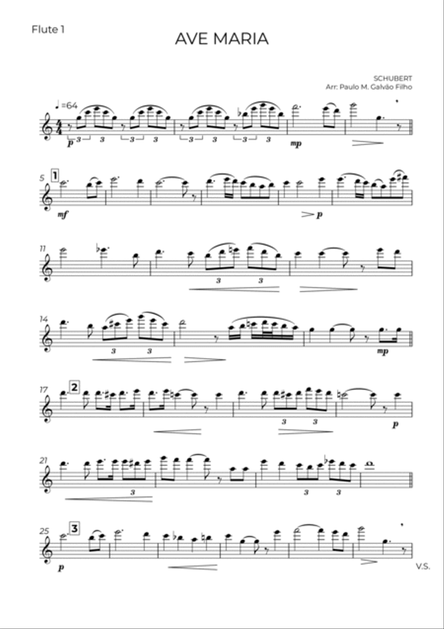 AVE MARIA - SCHUBERT - FLUTE TRIO Flute Trio scores gallery preview page 6