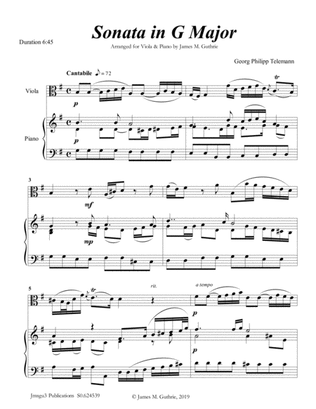 Telemann: Sonata in G Major for Viola & Piano
