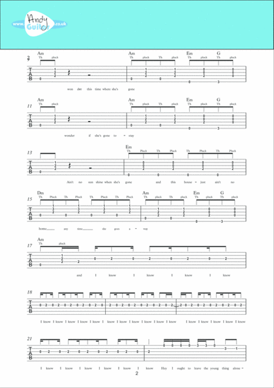 Ain't No Sunshine Guitar scores gallery preview page 2