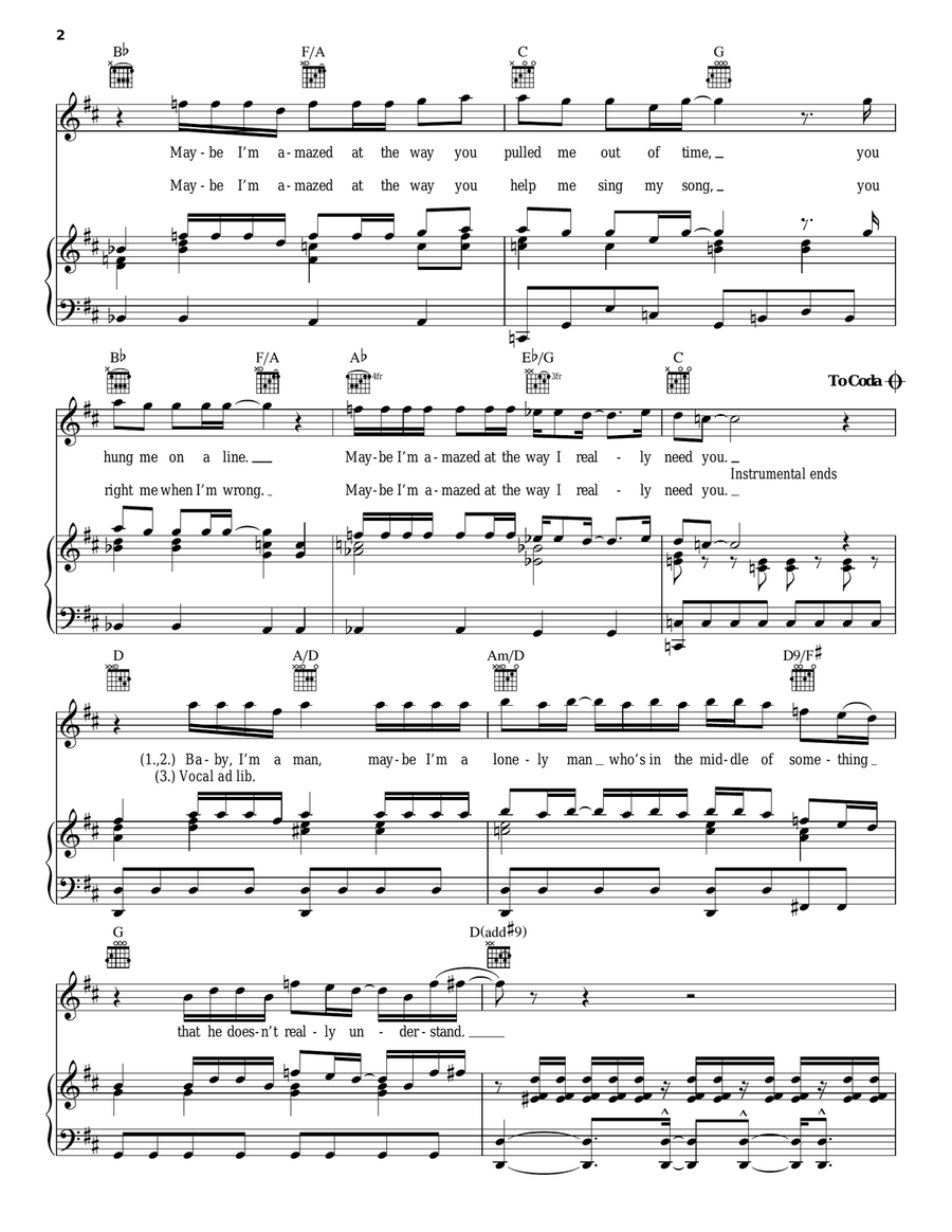 Maybe I'm Amazed Maybe I'm Amazed Piano, Vocal, Guitar scores gallery preview page 2