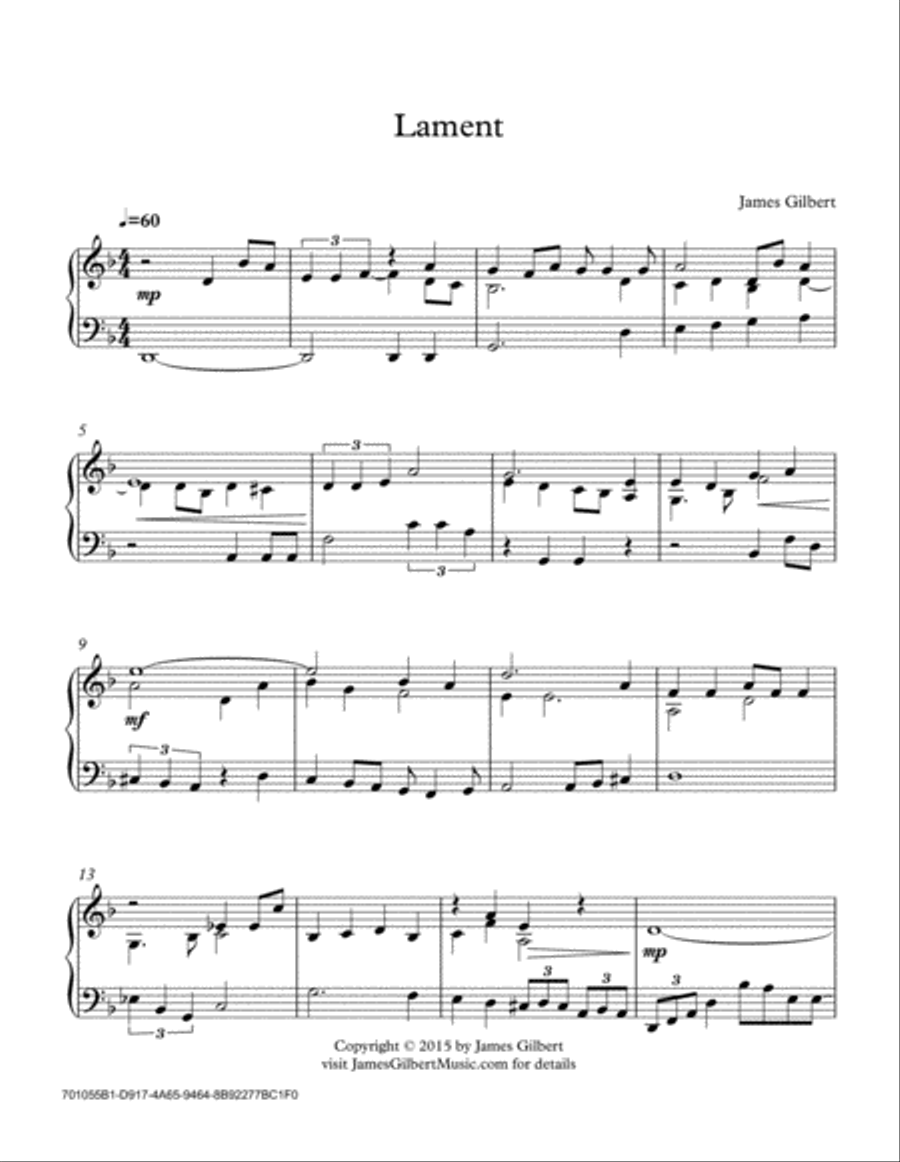 Lament Piano Solo scores gallery preview page 1