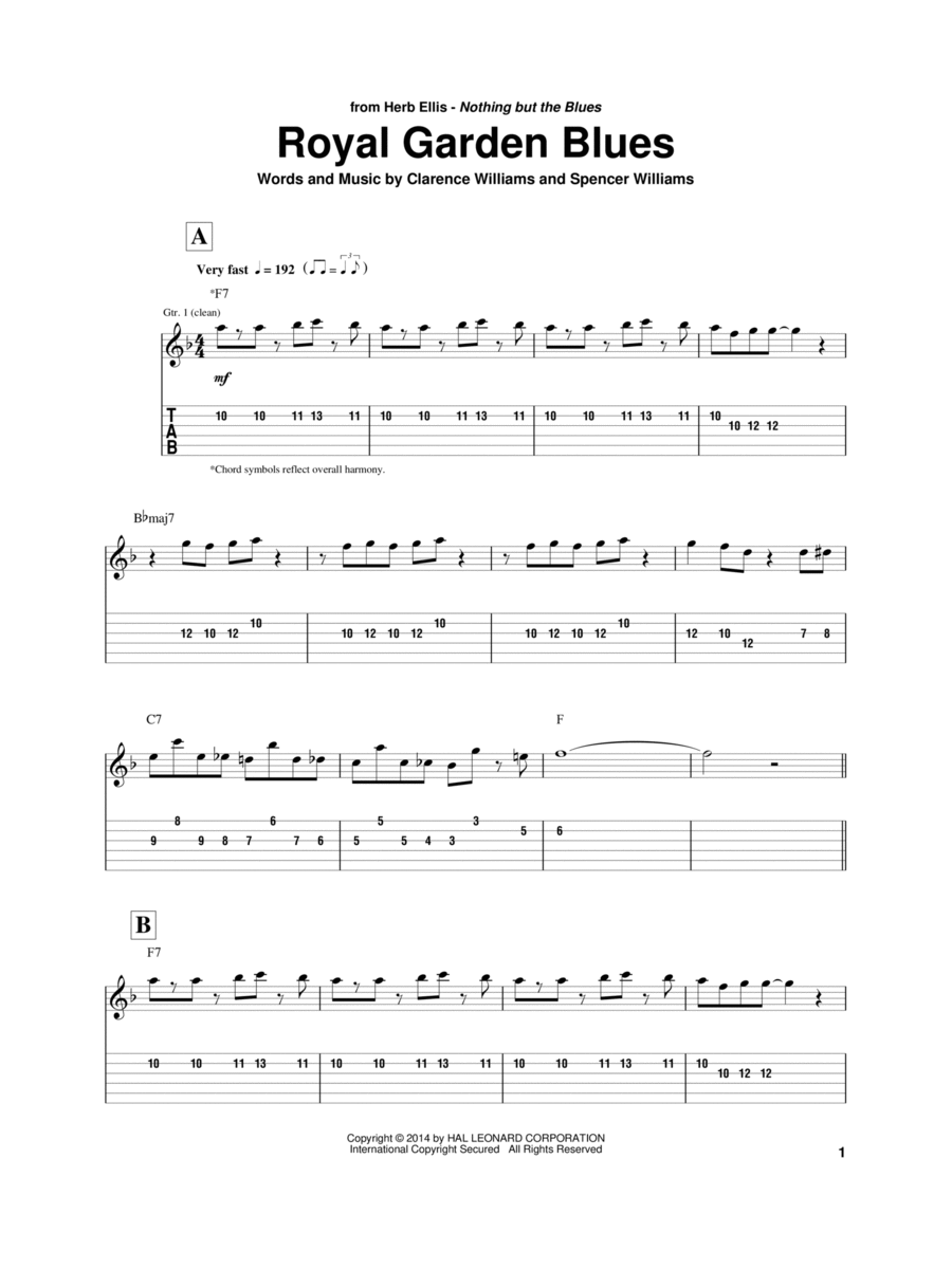 Royal Garden Blues Electric Guitar scores gallery preview page 1