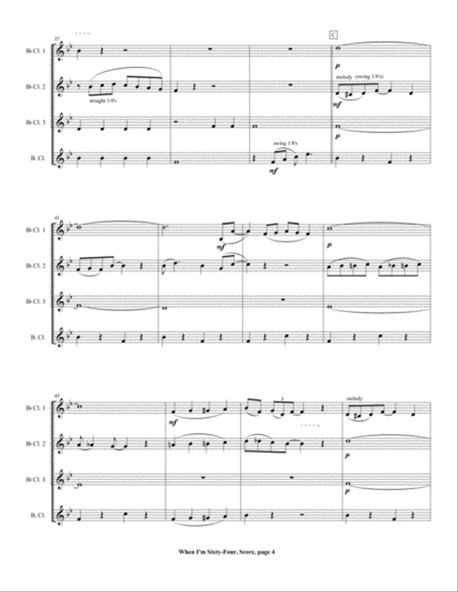When I'm Sixty-Four Woodwind Quartet scores gallery preview page 6