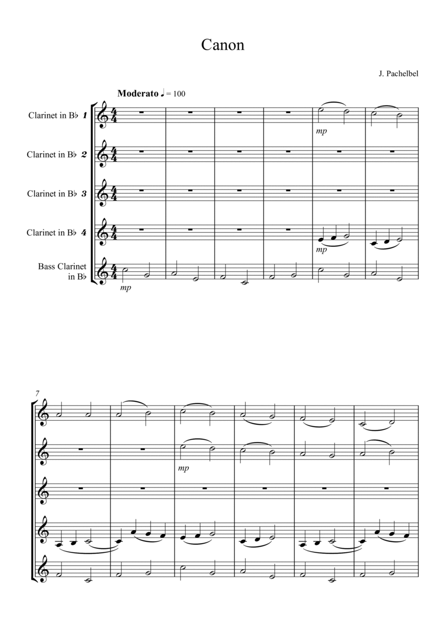 Canon Clarinet Quintet scores gallery preview page 1