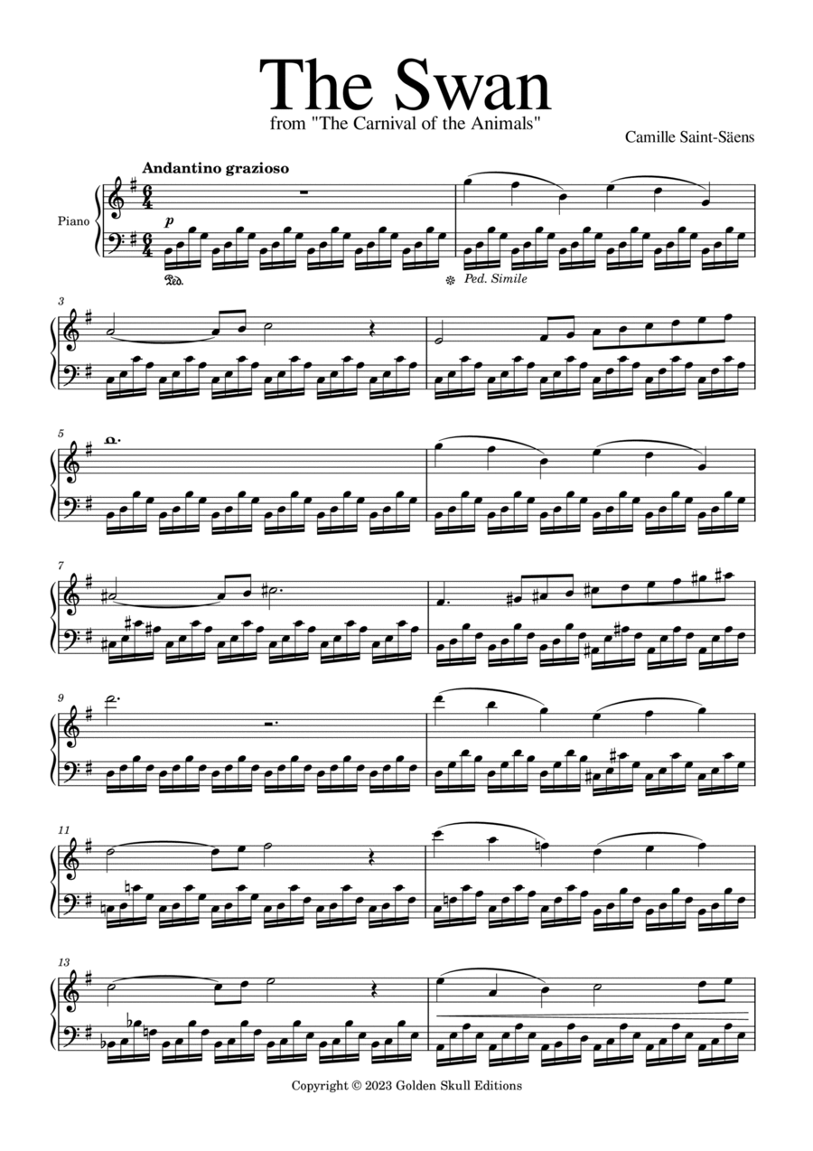 The Swan The Swan Piano Solo scores gallery preview page 1