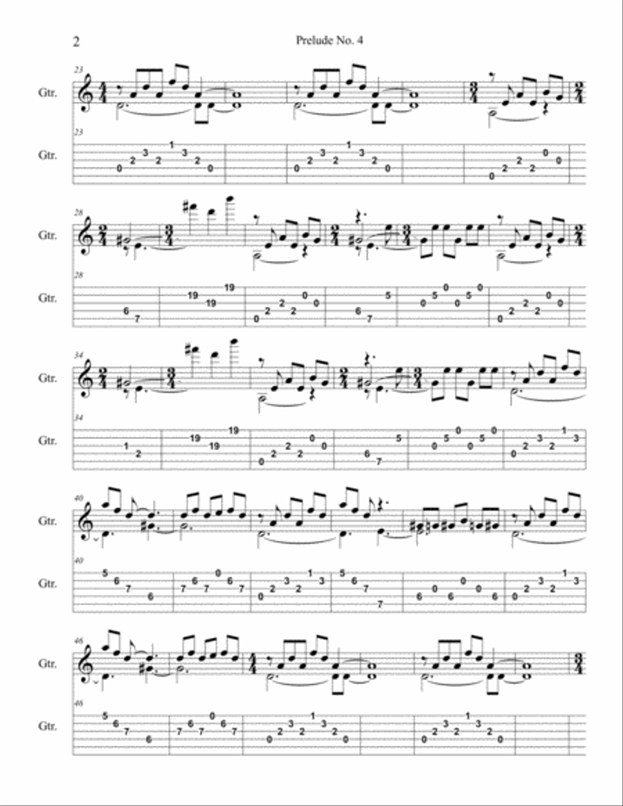 Prelude no. 4 Electric Guitar scores gallery preview page 2
