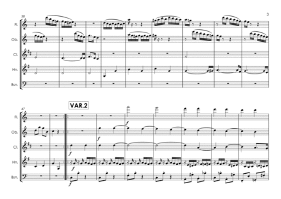 12 Variations on ’Twinkle Twinkle Little Star’ "Ah, vous dirai-je maman" (K.265/300e) - wind quintet image number null