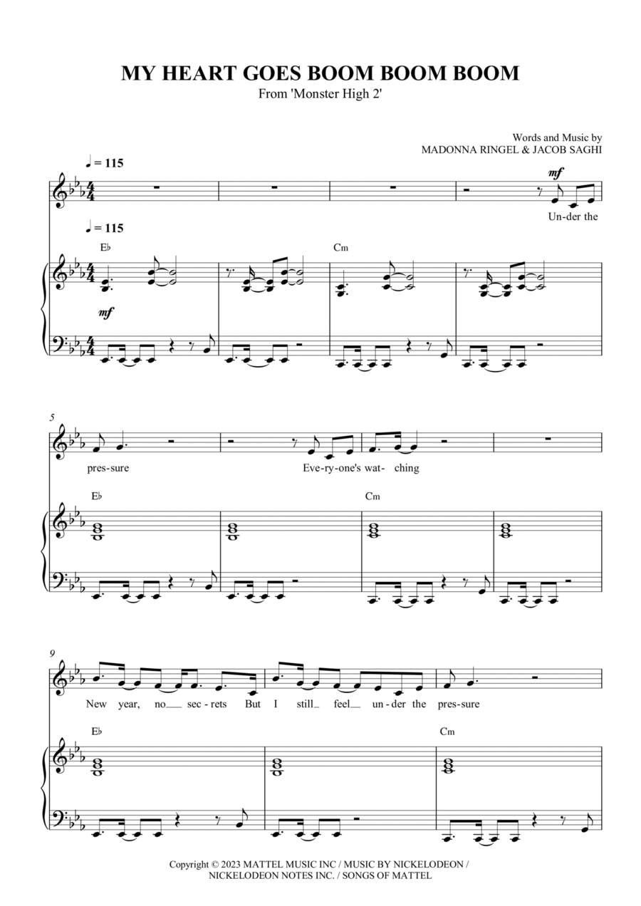 My Heart Goes Boom Boom Boom Piano, Vocal, Guitar scores gallery preview page 1