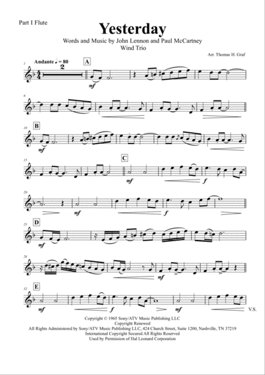 Yesterday Woodwind Trio scores gallery preview page 3