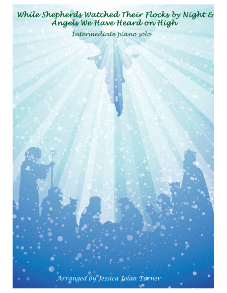 While Shepherds Watched Their Flock with Angels We Have Heard on High Piano Solo scores gallery preview page 1