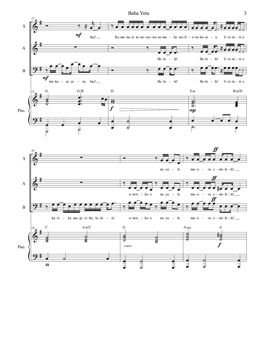 Baba Yetu Baba Yetu 3-Part scores gallery preview page 3