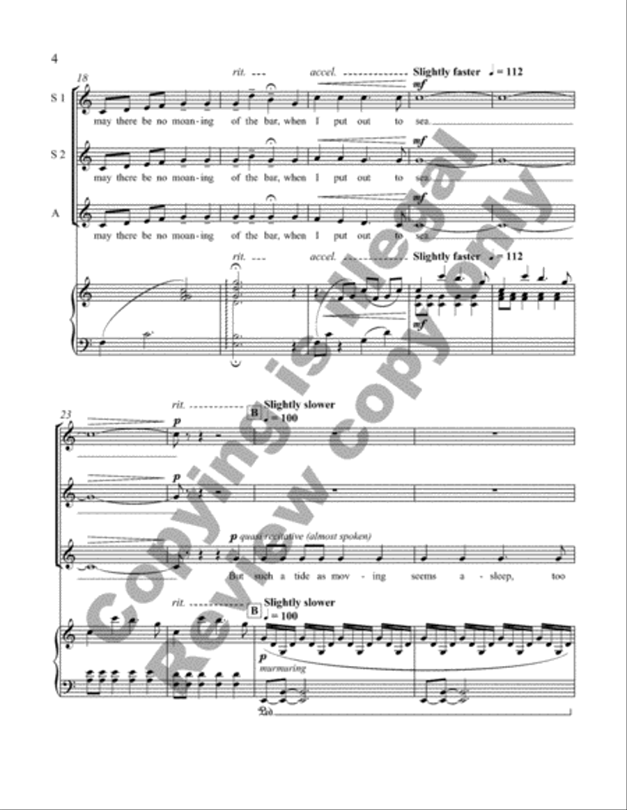 Crossing the Bar from Love Was My Lord and King! (SSAA Choral Score) image number null