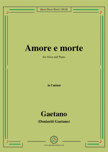 Donizetti-Amore e morte,in f minor,for Voice and Piano image number null