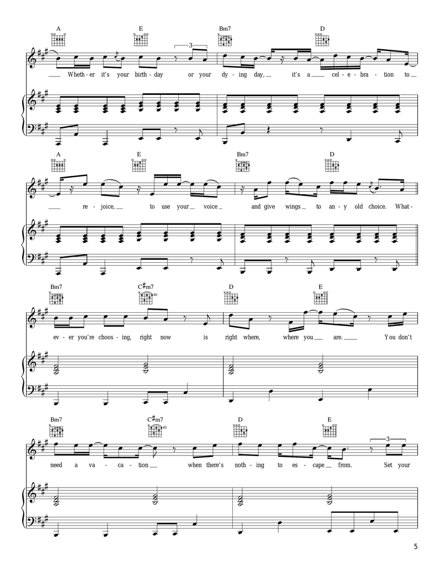 Everything Is Sound (La La La) Piano, Vocal, Guitar scores gallery preview page 5