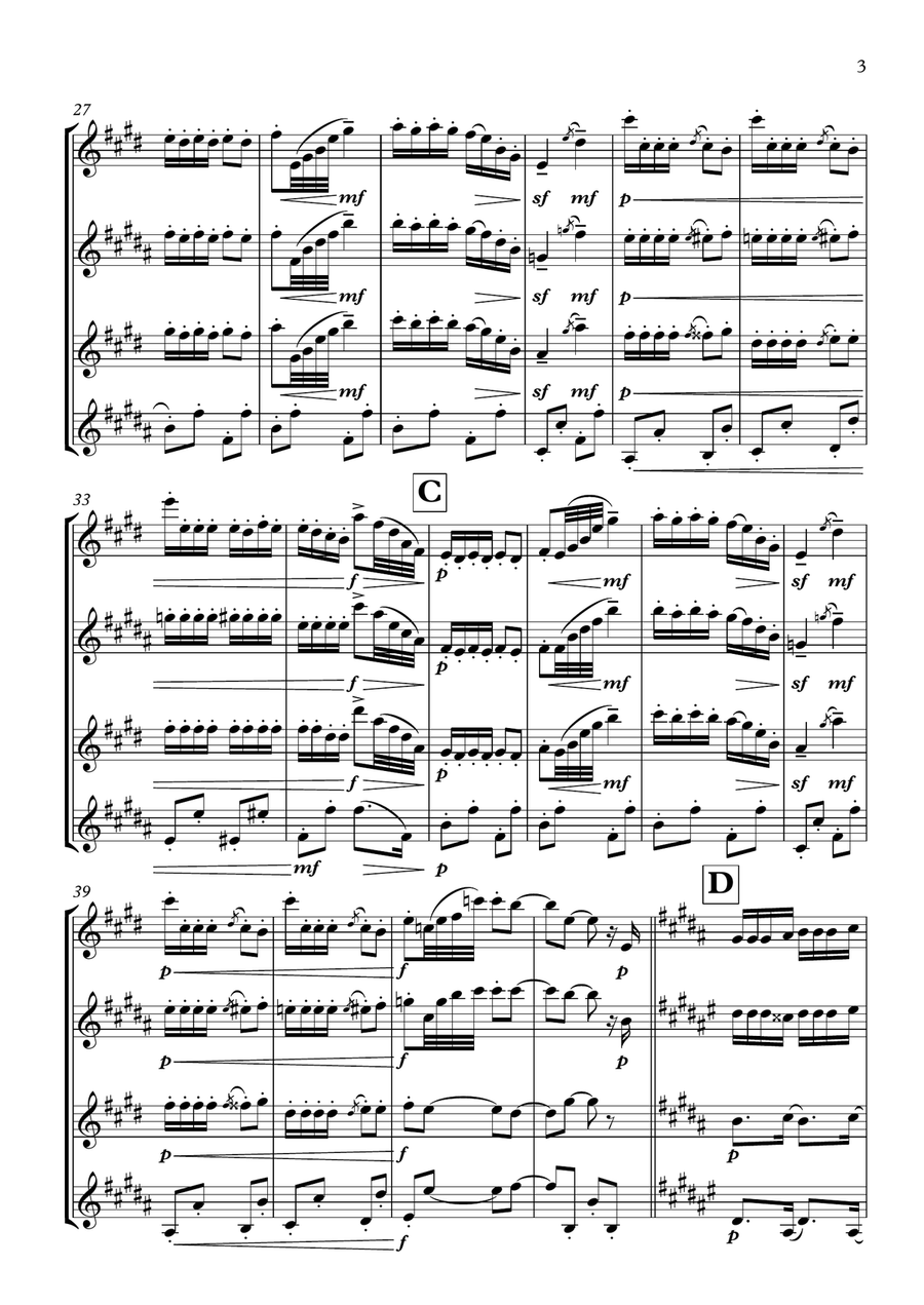 La suite de El cascanueces - 7. Danza de los Mirlitones Woodwind Quartet scores gallery preview page 3