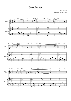 Greensleeves - Violin + Piano Accompaniment