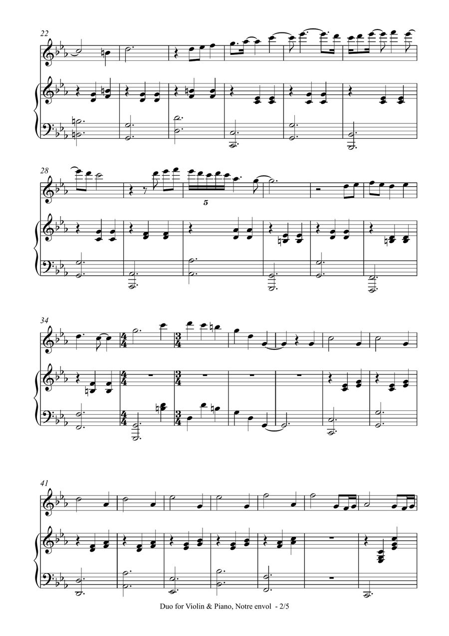 Duo for Violin & Piano, Notre envol Violin scores gallery preview page 2