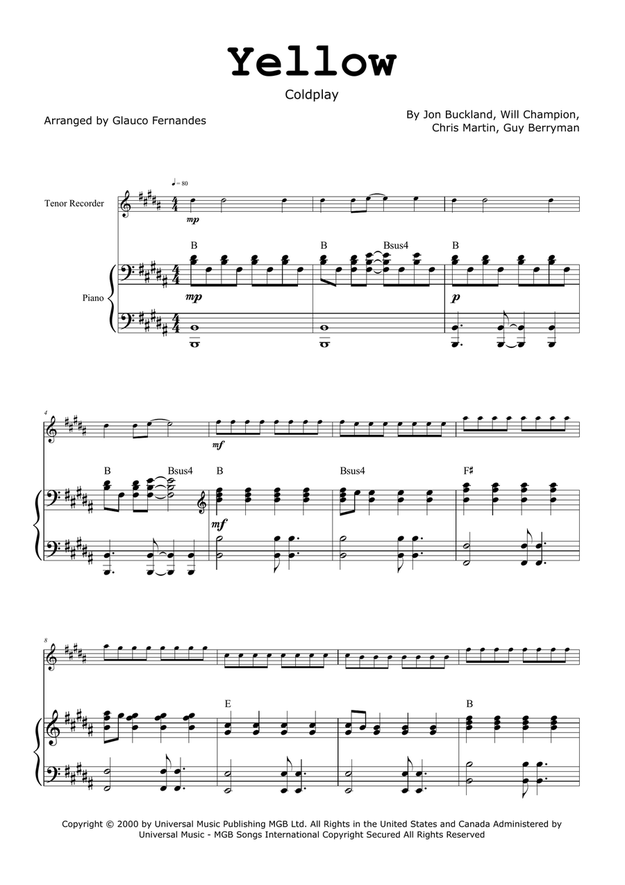 Yellow Chamber Music scores gallery preview page 1